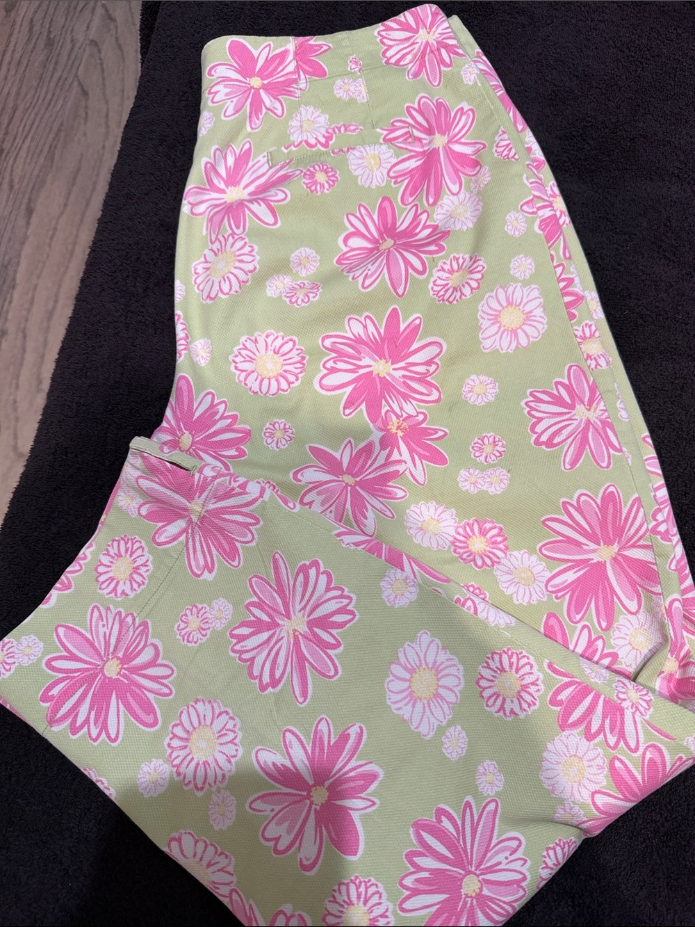 Women’s Ankle Cropped Floral Pants - Pink & Green